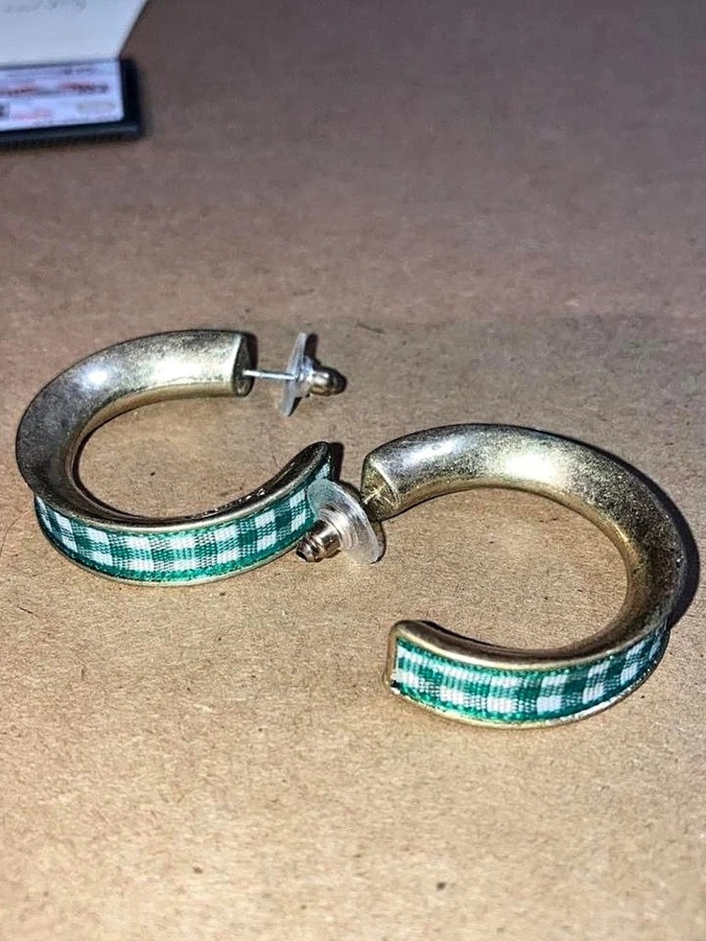 Canvas Style Gingham Hoop Earrings